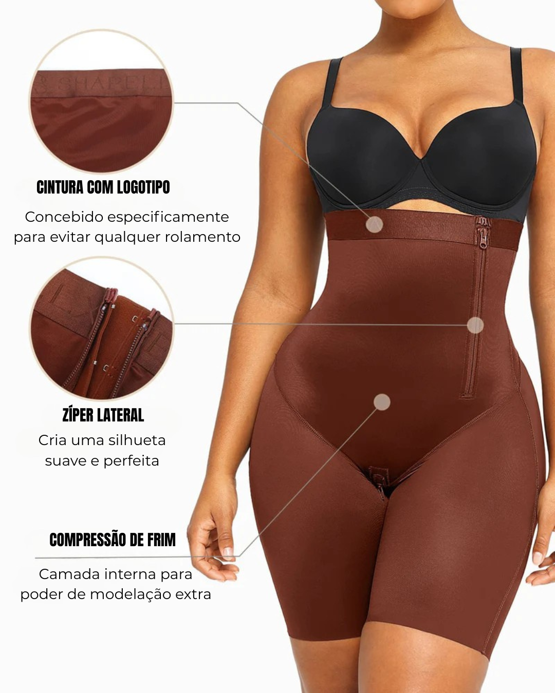 Body de Alta Compressão com Fecho de Correr para Melhorar a Figura (OFERTA 2X1)