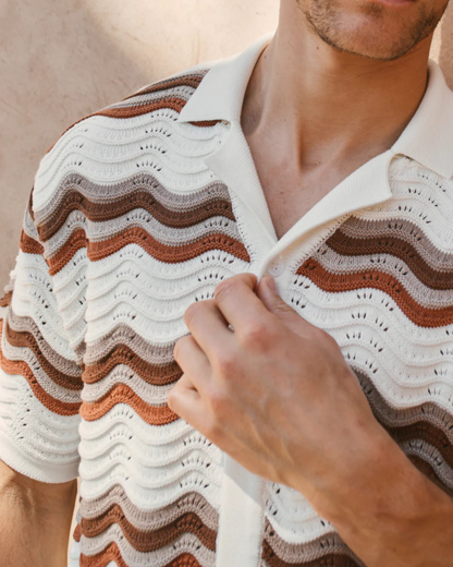 Conjunto às riscas em croché para homem