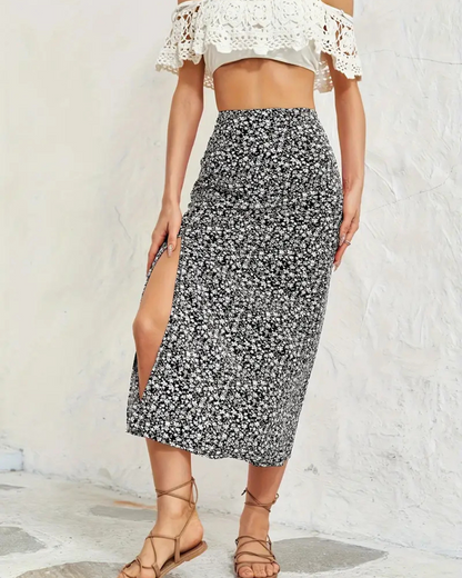 Saia com Estampado Floral e Fenda Lateral para um Look Fresco e Feminino