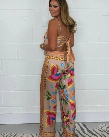 Conjunto largo com estampado para mulher