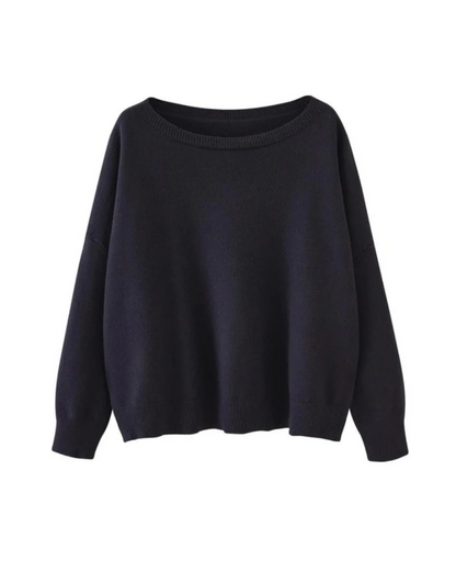 Camisola de gola redonda larga para mulher