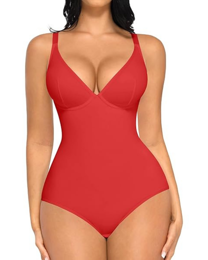 Body Tanga com Decote em V e Controlo da Barriga para Mulher