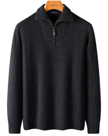 Jersey de Inverno de Lã com Fecho de Correr para Homem