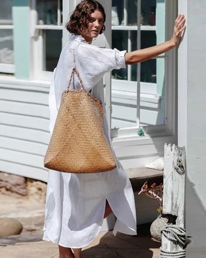 Vestido comprido de linho com design solto