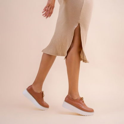 Sapatos de Plataforma Casuais para Mulher com Atacadores e Design Texturado