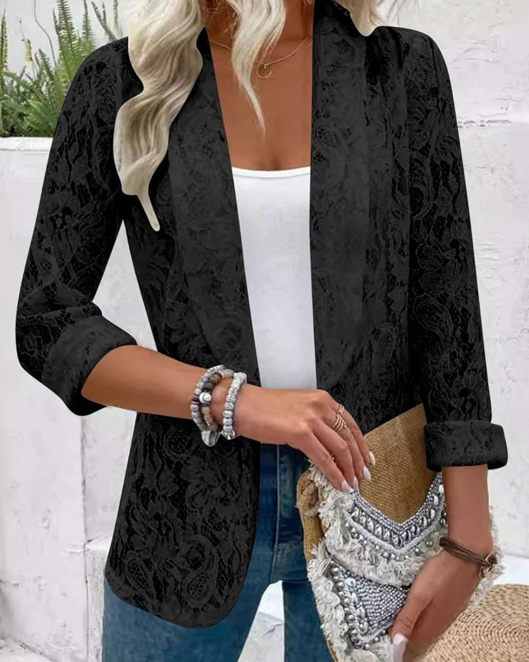 Blazer de Renda Elegante para Mulher