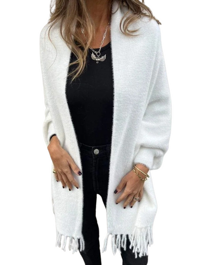 Casaco Casual para Mulher com Borlas e Mangas Compridas