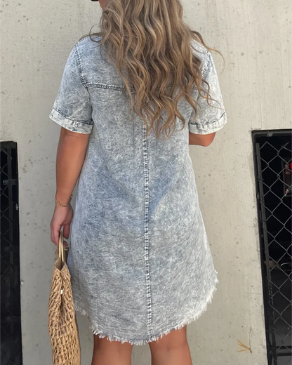 Vestido de camisa lavado para mulher