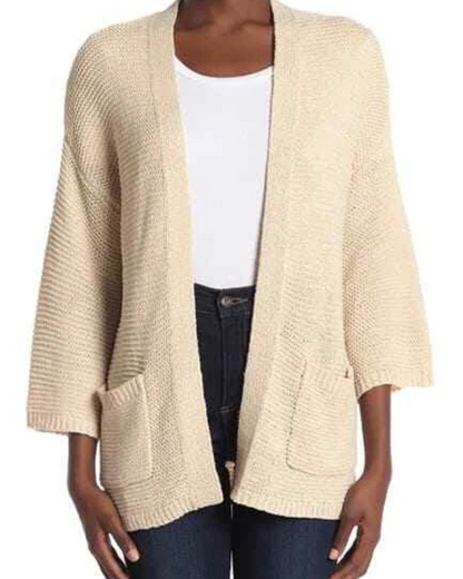 Casaco de malha casual com a frente aberta