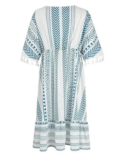 Vestido Elegante com Renda e Estampado