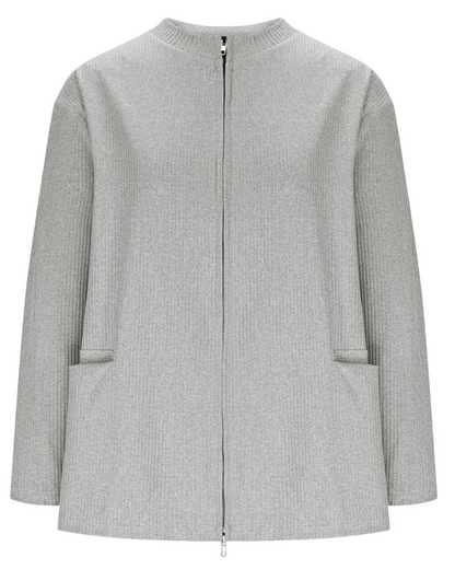 Casaco de malha com fecho e gola redonda