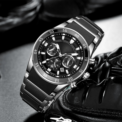 Relógio de quartzo multifuncional resistente à água para homem