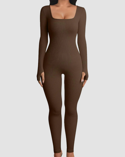 Macacão de Corpo Inteiro Sem Costuras com Manga Comprida para Mulher