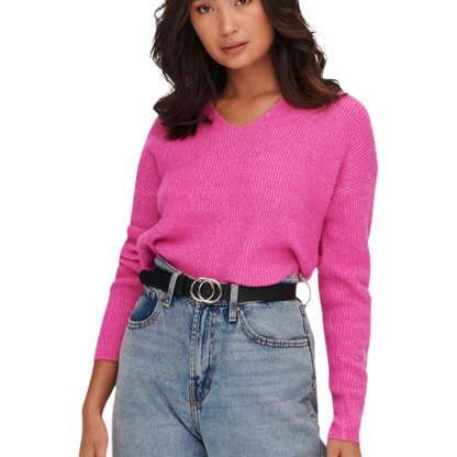 Jersey de Gola em V para Mulher