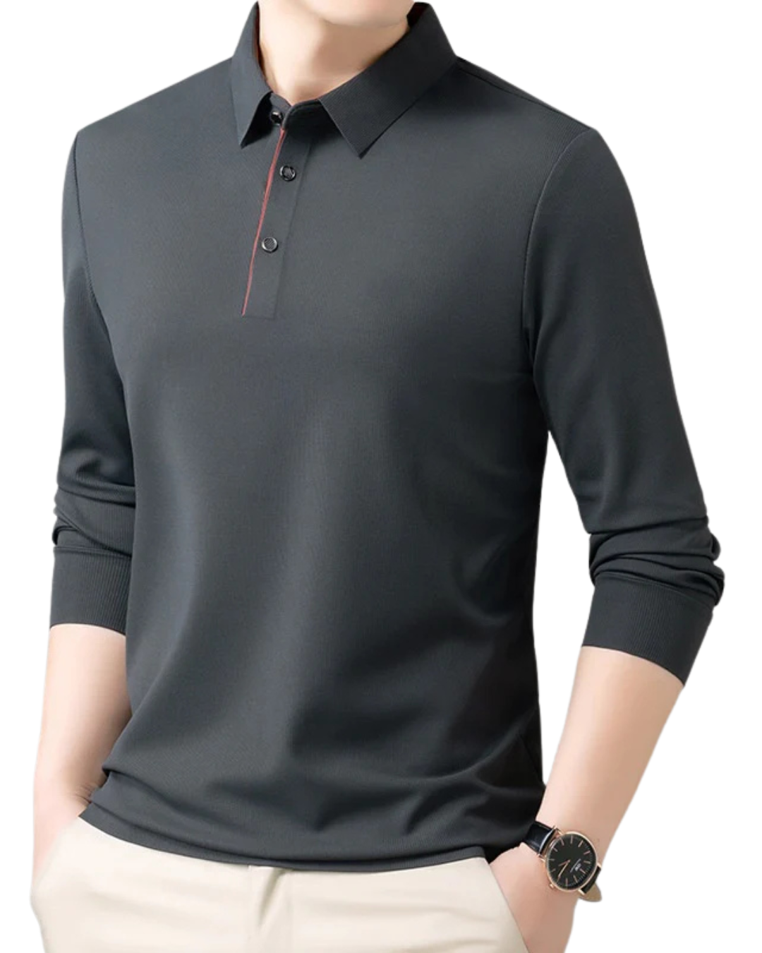 Camisa Lisa com Gola e Botões para Homem