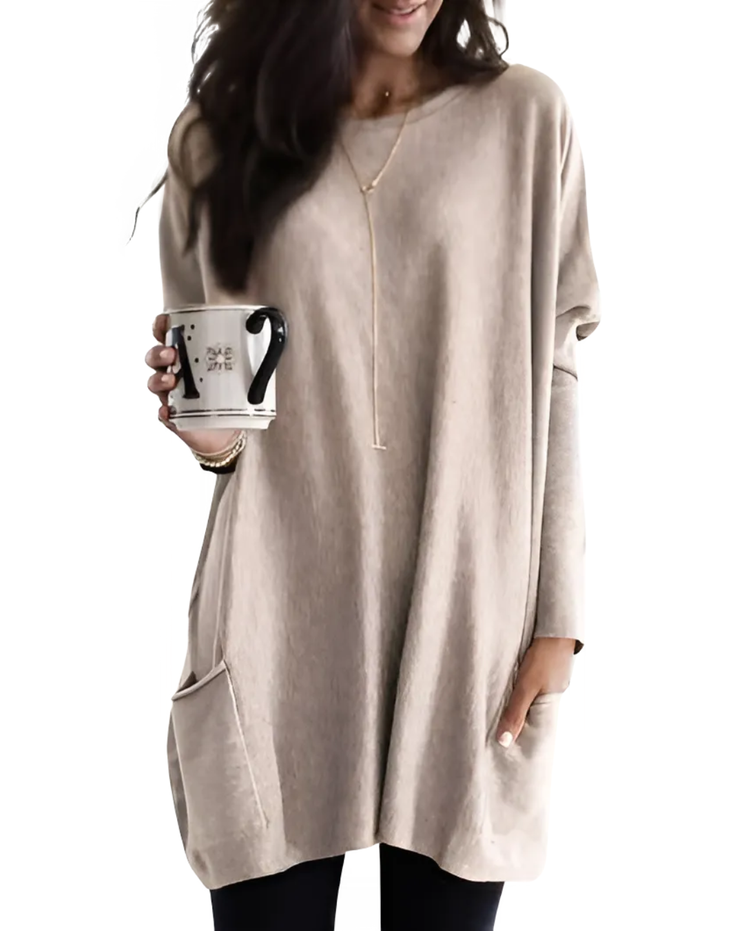 Camisa de Manga Comprida Casual para Mulher com Bolsos