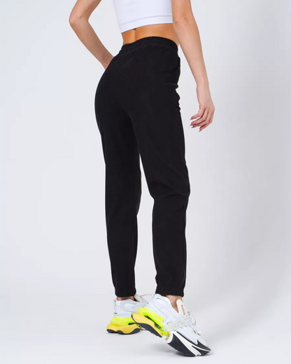 Calças Jogger de Bombazina com Cintura Elástica e Forro Polar para Mulher