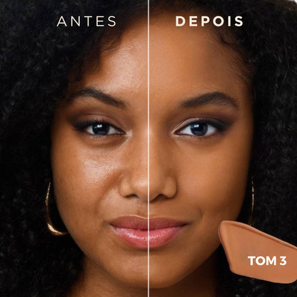 Base de maquilhagem que cuida da sua pele e dura 48 horas sem manchar (EM PROMOÇÃO 2X1)