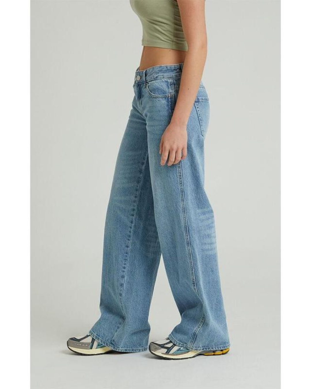 Calças de Ganga Largas de Cintura Baixa para Mulher