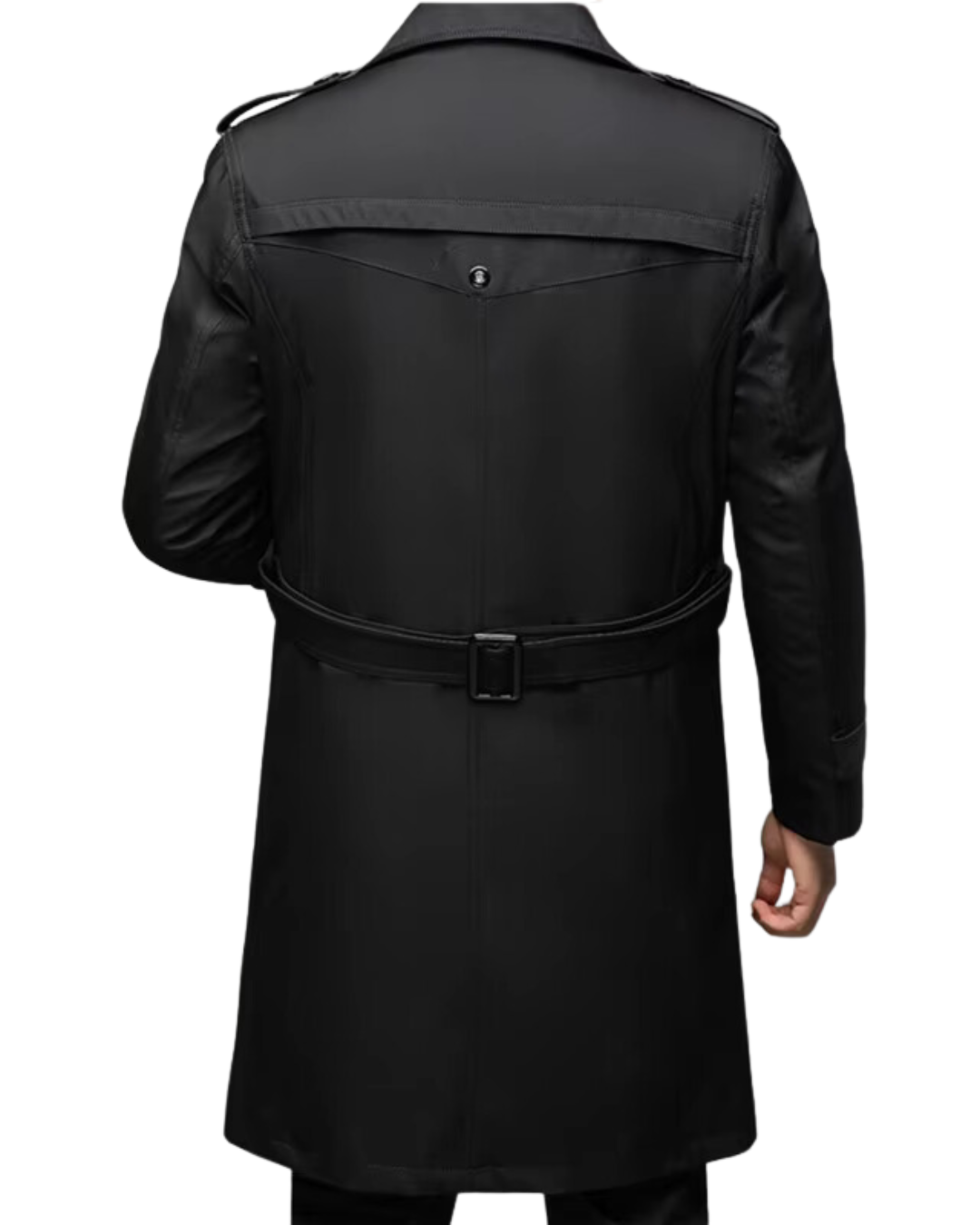 Casaco Clássico Comprido de Gabardina para Homem com Cinto Ajustável na Cintura