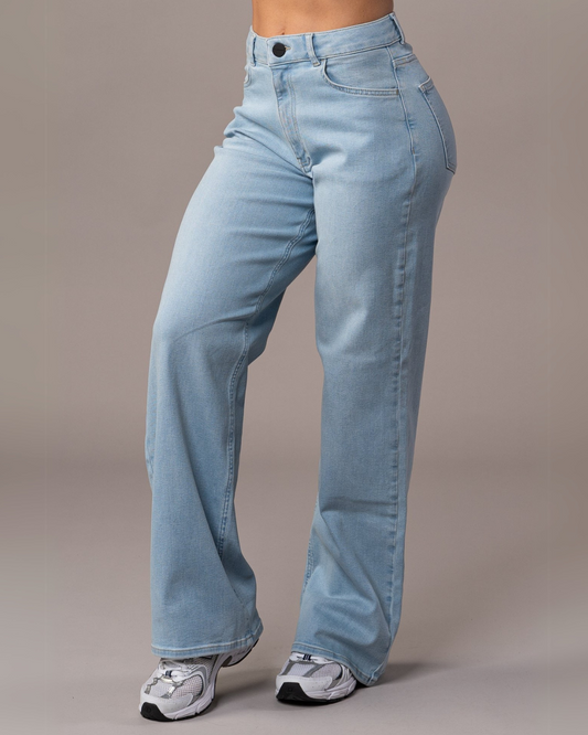 Calças de Cintura Alta com um Corte Alongado para Mulher