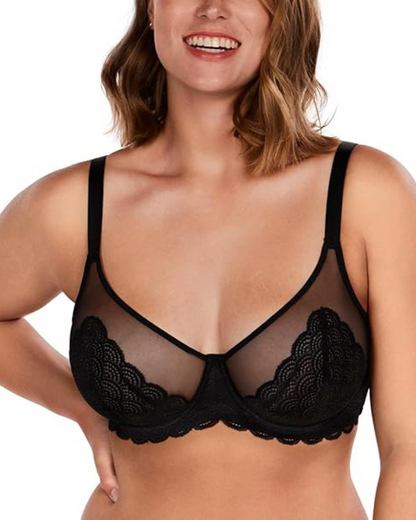 Soutien com Aros e Cobertura Total em Renda sem Forro com Escamas de Sereia (OFERTA 2X1)