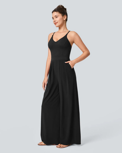 Macacão Elegante com Alças Finas e Calças Fluidas para Mulher