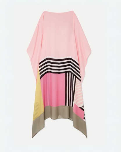 Vestido solto, elegante com estampado geométrico para mulher