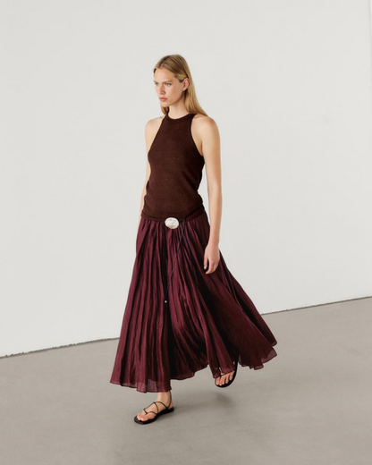 Saia Comprida Plissada para Mulher com Estilo Fluido