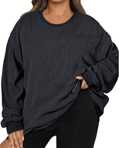 Camisola Casual de Manga Comprida com Gola Redonda para Mulher