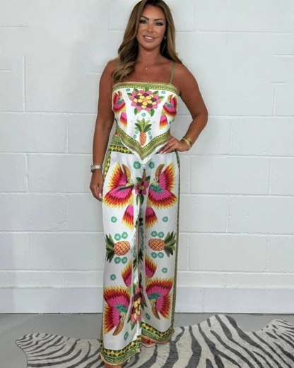 Conjunto largo com estampado para mulher