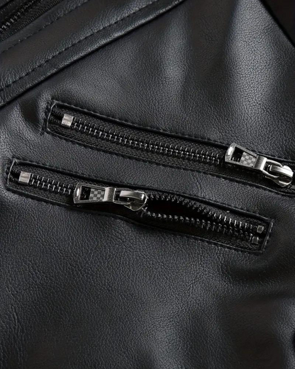 Casaco de couro com capuz para homem