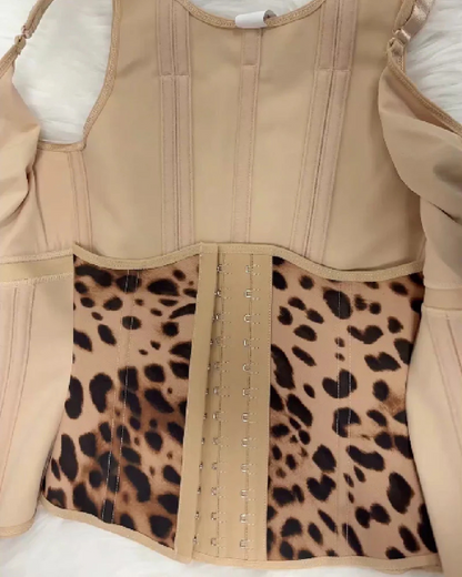 Espartilho de Látex Desossado com Fecho de Correr Colete com Sutiã para Mulher