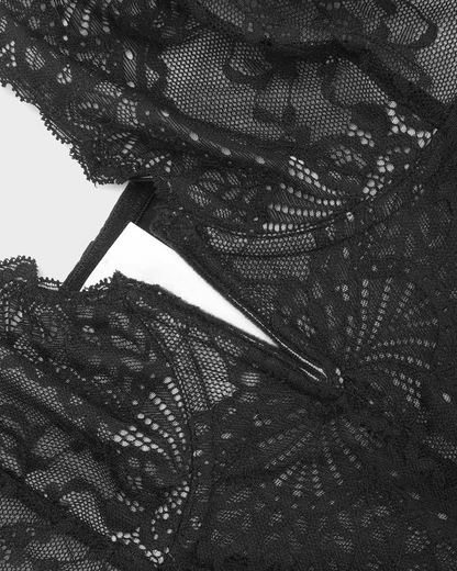 Corpete de Renda com Decote em V Profundo