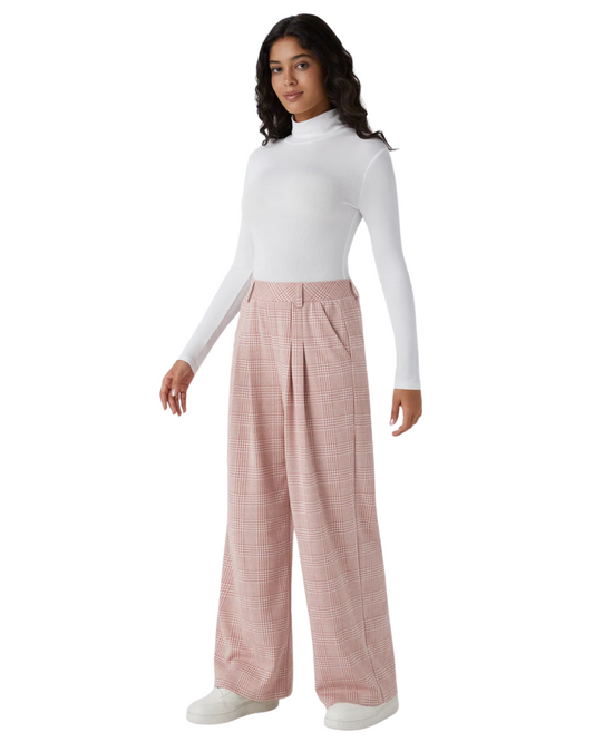 Calças Casuais de Cintura Alta com Bolsos Laterais para Mulher