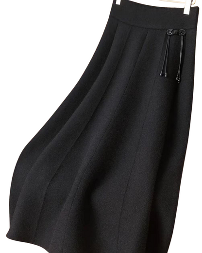 Saia Comprida Larga para Mulher com Bainha de 8 Pregas