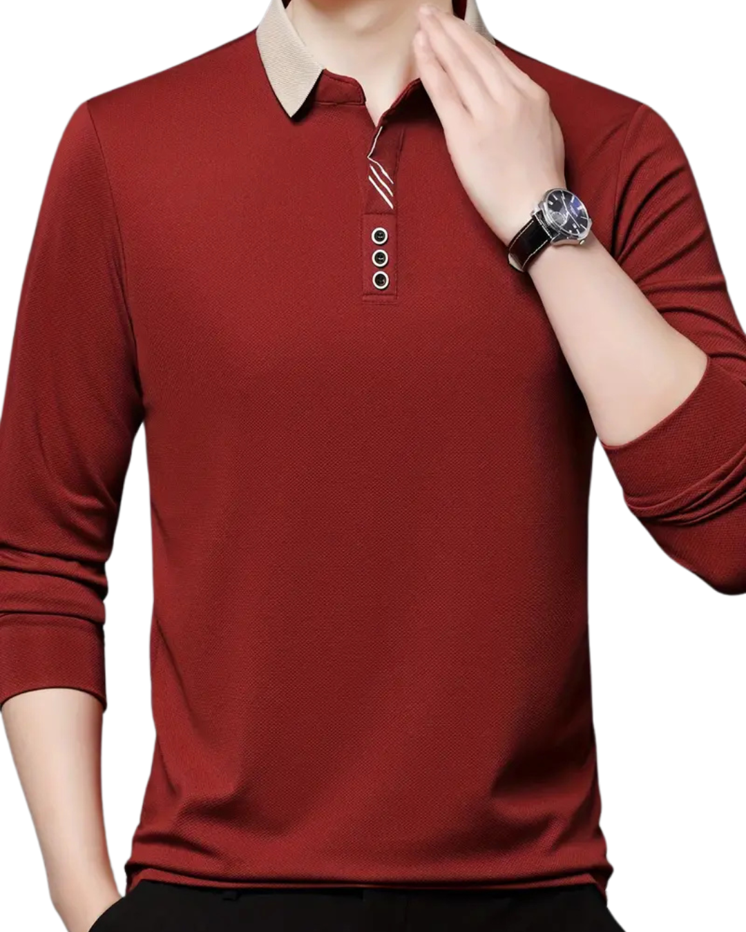 Camisa Casual de Negócios de Cor Sólida para Homem com Lapelas