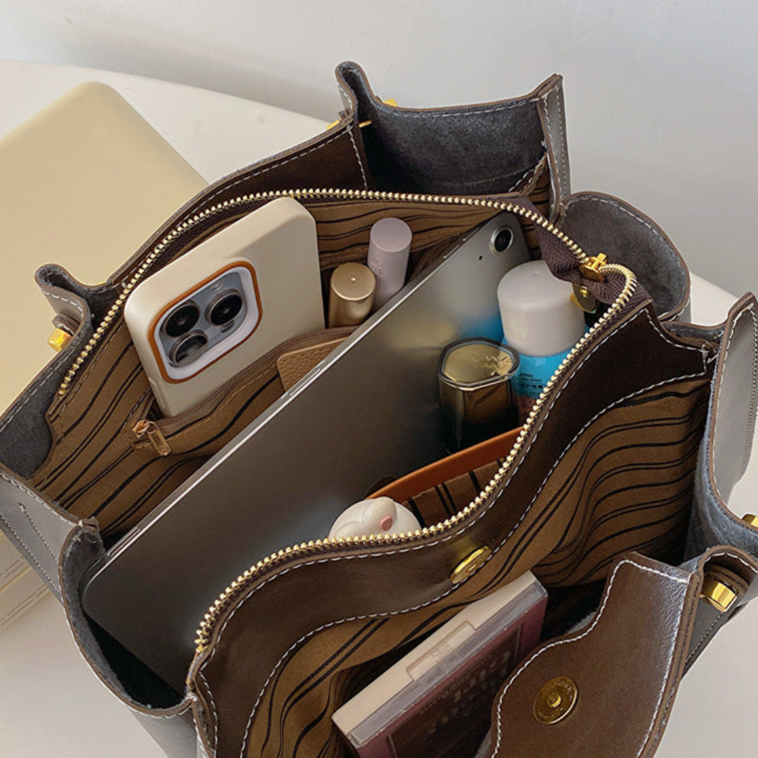 Bolsa de Couro Premium com Vários Compartimentos