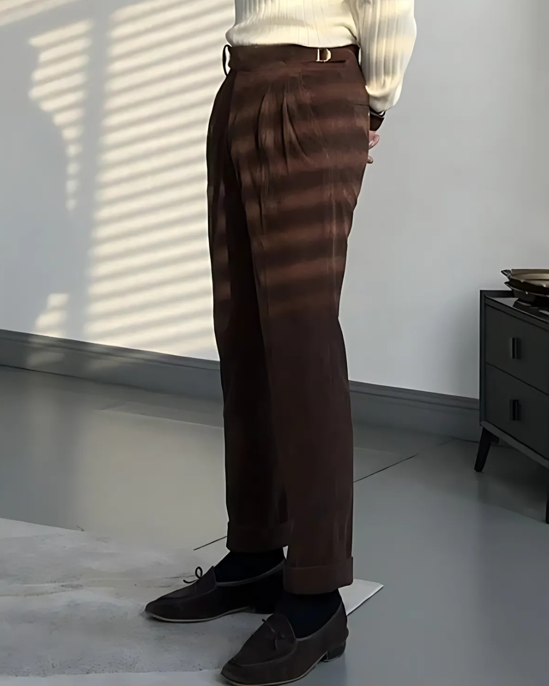 Calças de Bombazina com Cintura Ajustável para Homem