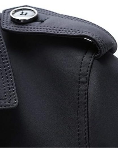 Casaco Clássico Comprido de Gabardina para Homem com Cinto Ajustável na Cintura