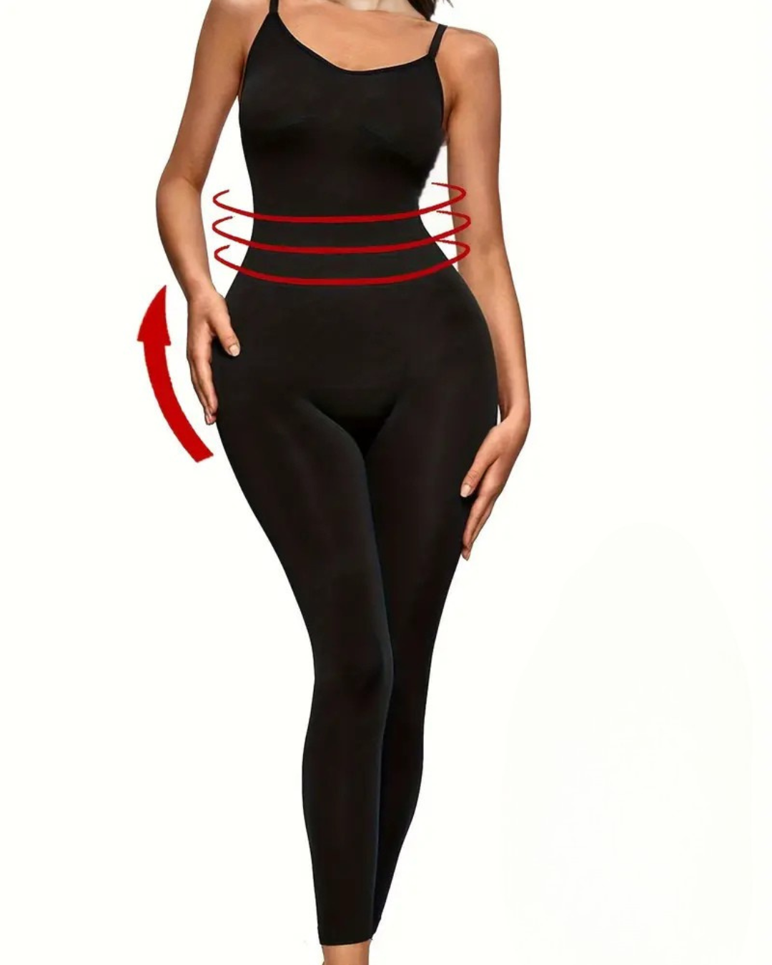 Body Elástico de Corpo Inteiro com Controlo da Barriga e Cintura Alta, Sem Costuras