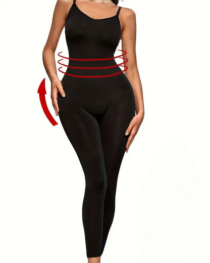 Body Elástico de Corpo Inteiro com Controlo da Barriga e Cintura Alta, Sem Costuras