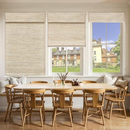 Persianas Romanas Sem Fios e Sem Ferramentas em Linho e Bambu  (Dimensões 254 cm de comprimento x 254 cm de largura)