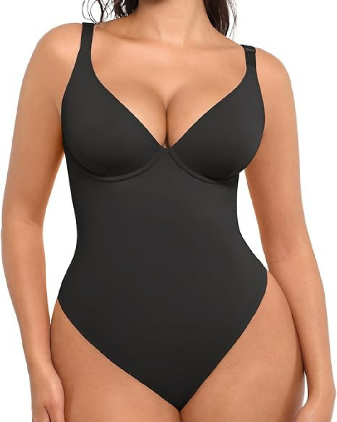 Body Tanga com Decote em V e Controlo da Barriga para Mulher