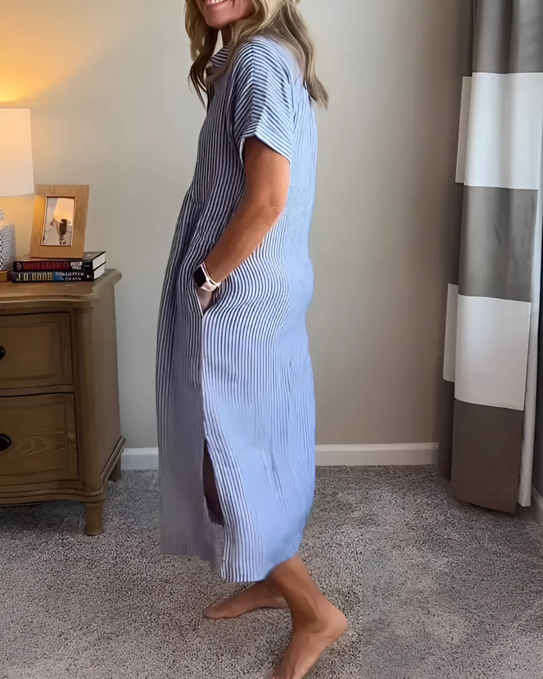 Vestido Camisero Holgado com Bolsos