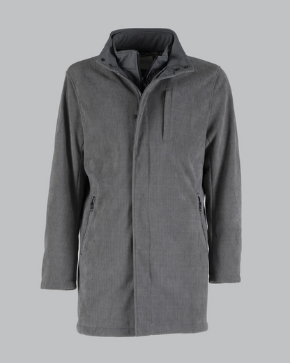 Casaco de Bombazina com Forro Acolchoado e Fecho de Correr