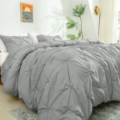 Conjunto Completo de Roupa de Cama Acolchoada com Design Texturado