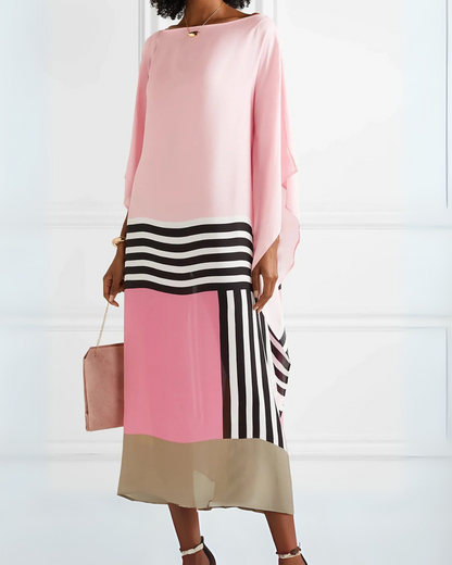 Vestido solto, elegante com estampado geométrico para mulher