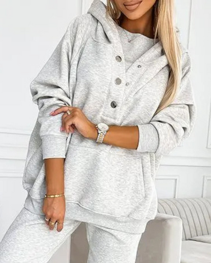 Moletom desportivo informal com capuz para mulher