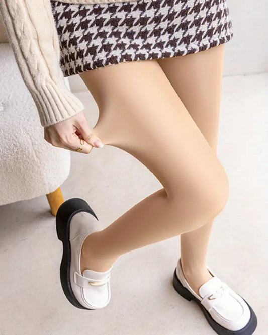 Collants com Forro Polar Super Elásticos Cor de Pele para Mulher